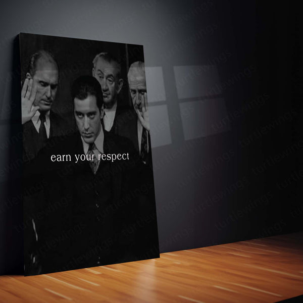 Quote Metal Poster | Earn Your Respect Motivational Metal Poster | Respect, Character & Leadership Mindset Wall Art | Black &