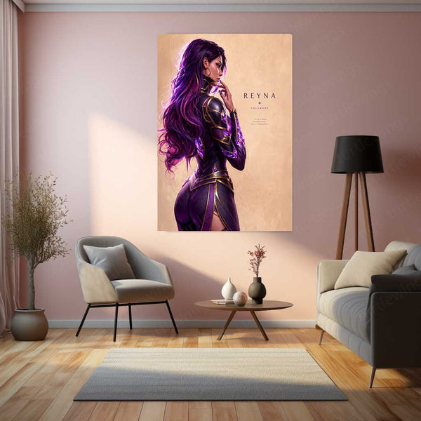 Game Metal Poster | Reyna – Only Vengeance Metal Poster Valorant Inspired Wall Art | Dark Power Gaming Metal Frame
