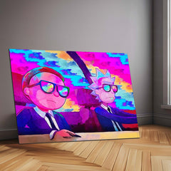 Rick and Morty Artwork – Metal Frame | Sci-Fi Cartoon Wall Art | Multiverse Madness Poster for Fans & Collectors - TURTLEWINGS 