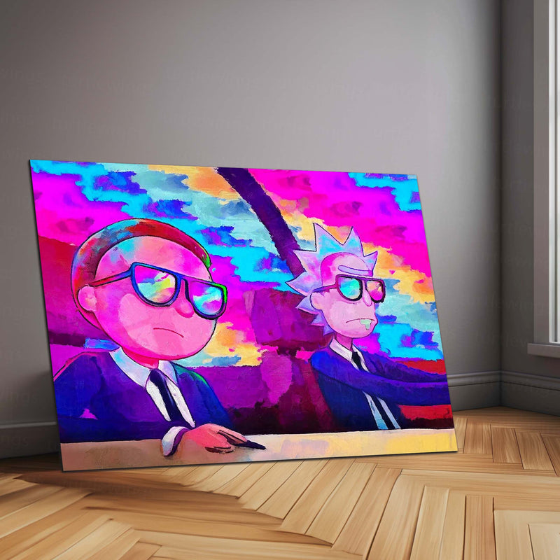 Rick and Morty Artwork – Metal Frame | Sci-Fi Cartoon Wall Art | Multiverse Madness Poster for Fans & Collectors - TURTLEWINGS 