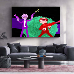 Rick and Morty Artwork – Metal Frame | Sci-Fi Cartoon Wall Art | Multiverse Madness Poster for Fans & Collectors 01 - TURTLEWINGS 