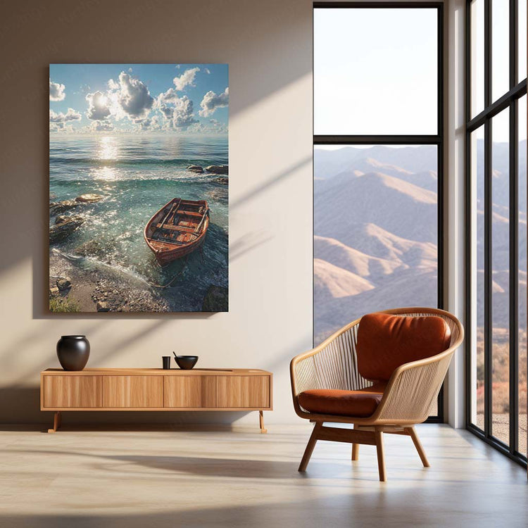 Sea Boat Metal Poster | Nautical Adventure Wall Art | Ocean Journey Aesthetic Decor
