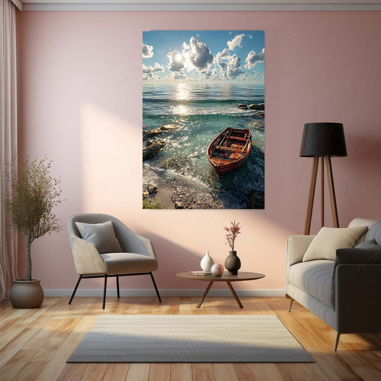 Sea Boat Metal Poster | Nautical Adventure Wall Art | Ocean Journey Aesthetic Decor
