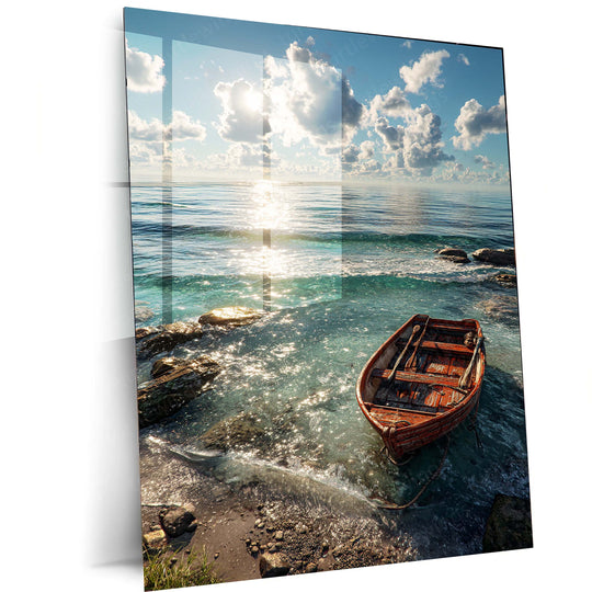 Sea Boat Metal Poster | Nautical Adventure Wall Art | Ocean Journey Aesthetic Decor