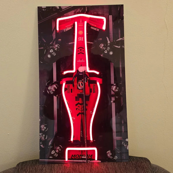 LED | F1 Ferrari Charles Leclerc LED Metal Frame | F1 Racing Art with LED Glow - TURTLEWINGS 