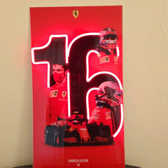 LED | F1 Ferrari Charles Leclerc LED Metal Frame | F1 Racing Art with LED Glow 02 - TURTLEWINGS 