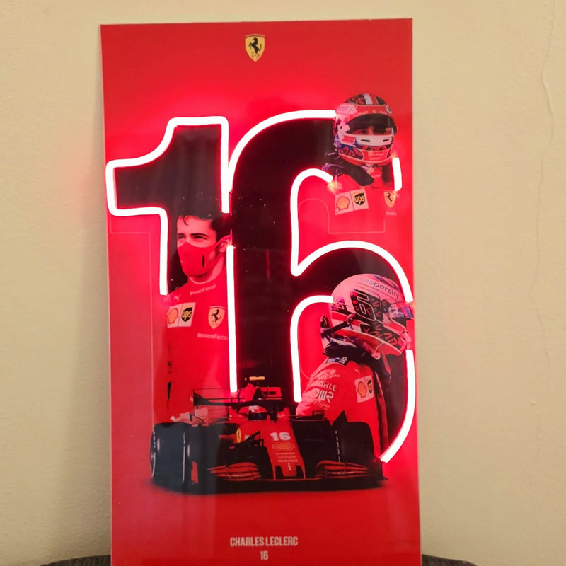 LED | F1 Ferrari Charles Leclerc LED Metal Frame | F1 Racing Art with LED Glow 02 - TURTLEWINGS 