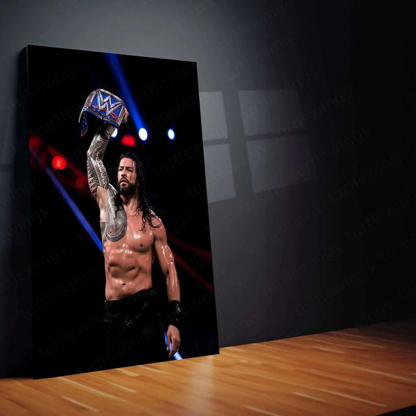 Roman Reigns Metal Poster | WWE Champion Portrait | Tribal Chief Wall Art - TURTLEWINGS 