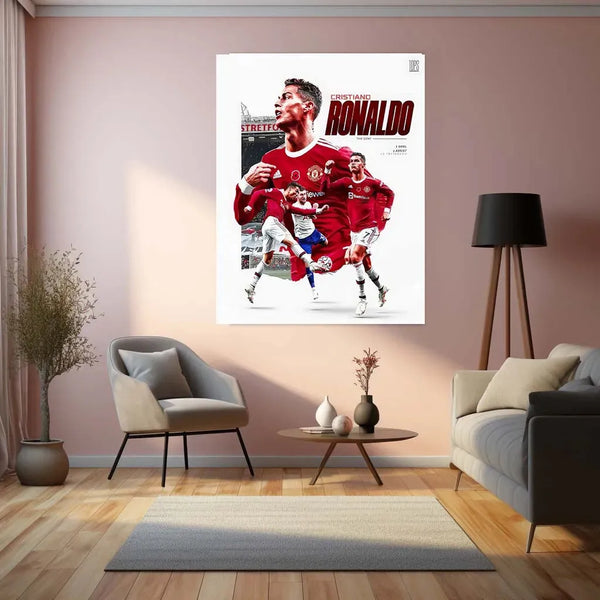 Sports | Cristiano Ronaldo Metal Frame – Iconic Football Wall Art 4 - TURTLEWINGS 
