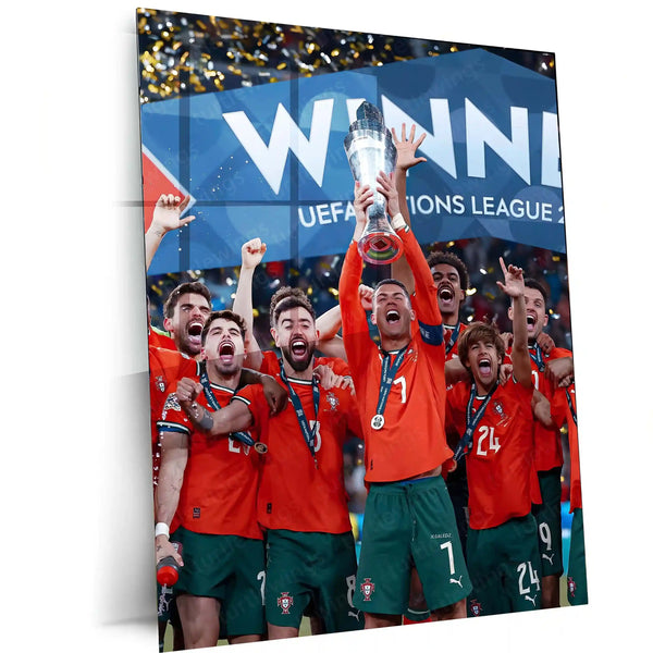 Football | 🏆 Cristiano Ronaldo Wins 2025 UEFA Nations League – Metal Poster | Football Glory Wall Art - TURTLEWINGS 