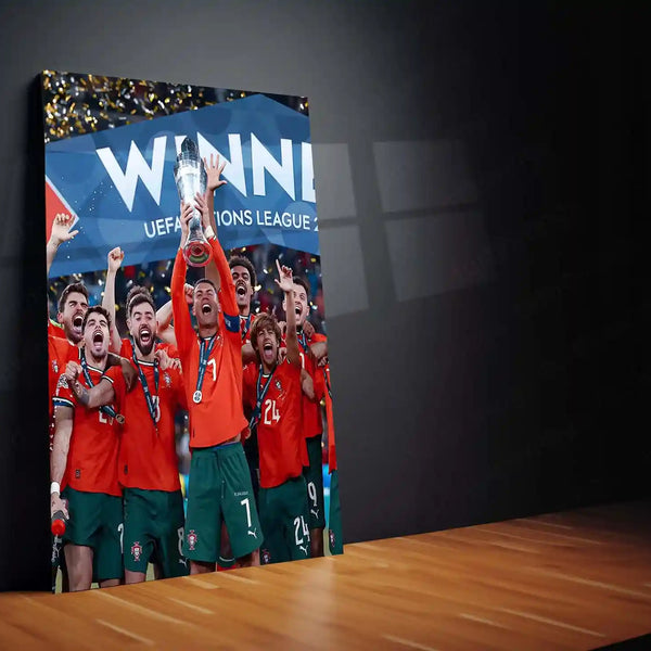 Football | 🏆 Cristiano Ronaldo Wins 2025 UEFA Nations League – Metal Poster | Football Glory Wall Art - TURTLEWINGS 