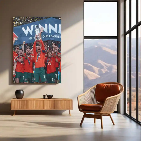 Football | 🏆 Cristiano Ronaldo Wins 2025 UEFA Nations League – Metal Poster | Football Glory Wall Art - TURTLEWINGS 