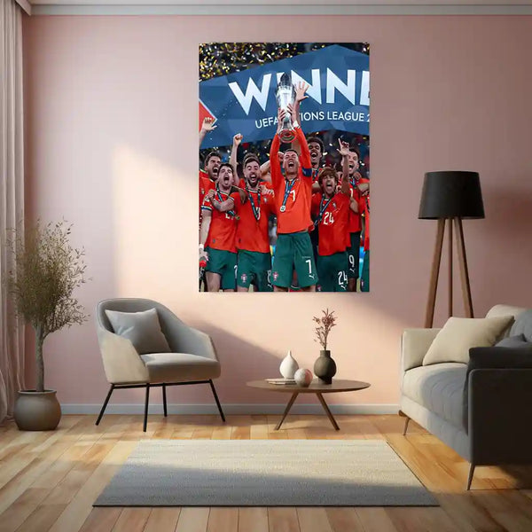 Football | 🏆 Cristiano Ronaldo Wins 2025 UEFA Nations League – Metal Poster | Football Glory Wall Art - TURTLEWINGS 