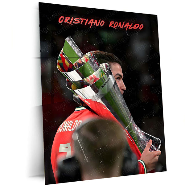 Football  | 🏆 Cristiano Ronaldo Wins 2025 UEFA Nations League – Metal Poster | Football Glory Wall Art 04
