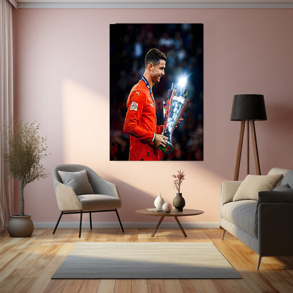 Football  | 🏆 Cristiano Ronaldo Wins 2025 UEFA Nations League – Metal Poster | Football Glory Wall Art 05
