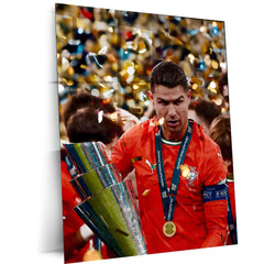 Football | 🏆 Cristiano Ronaldo Wins 2025 UEFA Nations League – Metal Poster | Football Glory Wall Art 06 - TURTLEWINGS 