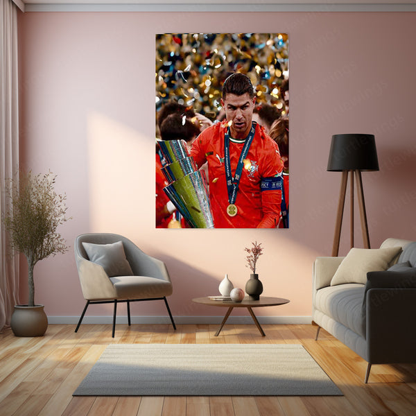 Football  | 🏆 Cristiano Ronaldo Wins 2025 UEFA Nations League – Metal Poster | Football Glory Wall Art 06