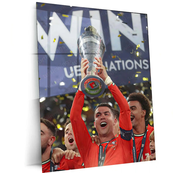 Football | 🏆 Cristiano Ronaldo Wins 2025 UEFA Nations League – Metal Poster | Football Glory Wall Art 07 - TURTLEWINGS 