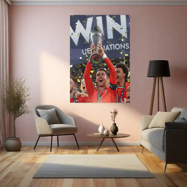 Football | 🏆 Cristiano Ronaldo Wins 2025 UEFA Nations League – Metal Poster | Football Glory Wall Art 07 - TURTLEWINGS 