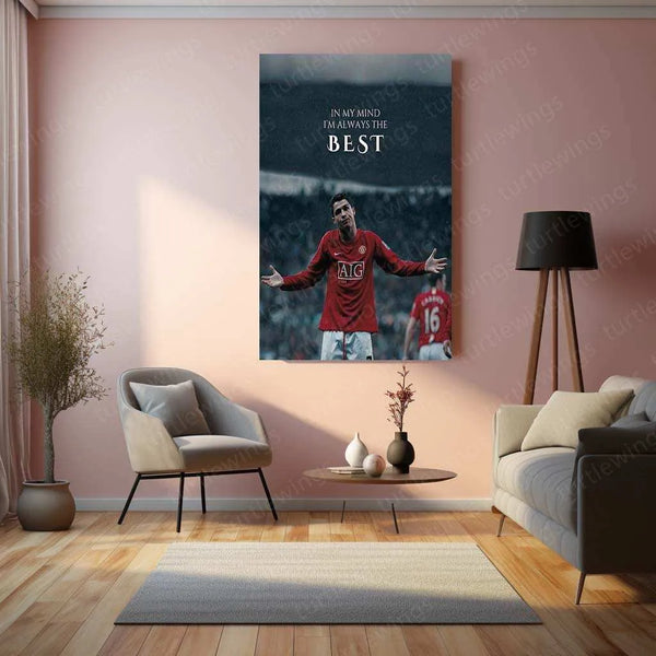 Cristiano Ronaldo Metal Poster | GOAT Portrait Wall Art | Football Legend Decor - TURTLEWINGS 