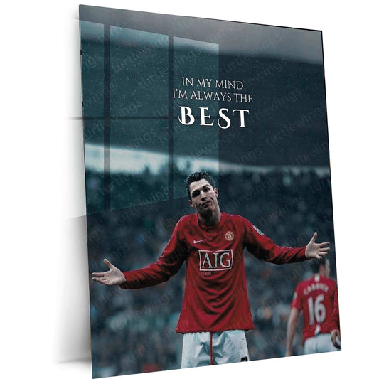Cristiano Ronaldo Metal Poster | GOAT Portrait Wall Art | Football Legend Decor - TURTLEWINGS 