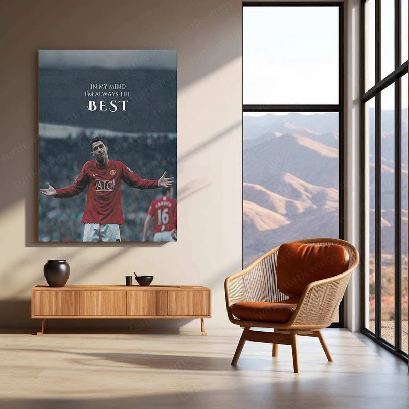 Cristiano Ronaldo Metal Poster | GOAT Portrait Wall Art | Football Legend Decor - TURTLEWINGS 