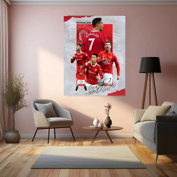 Sports | Cristiano Ronaldo Metal Frame – Iconic Football Wall Art 5 - TURTLEWINGS 