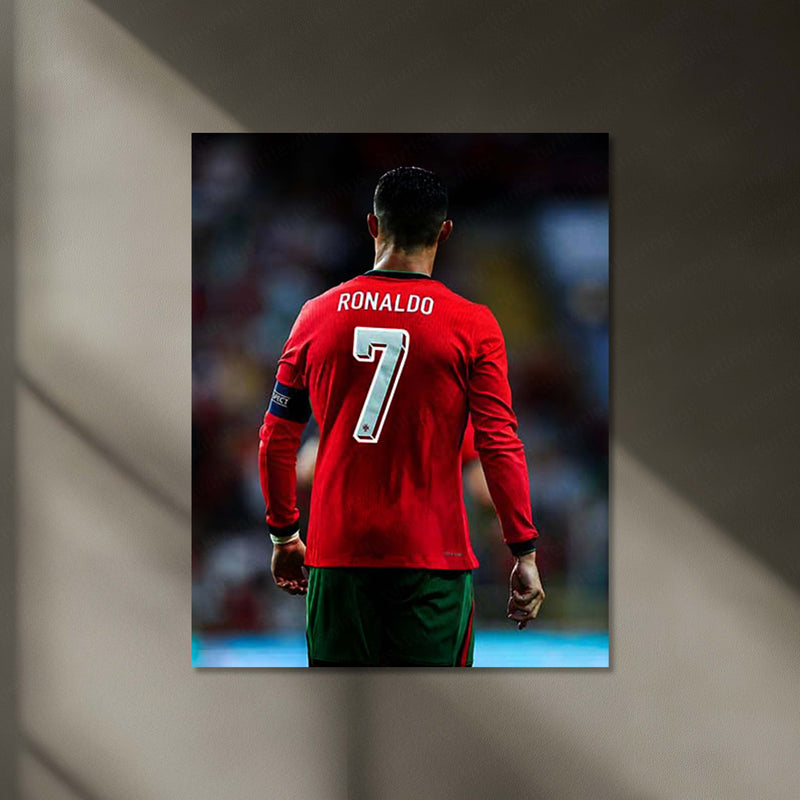 Cristiano Ronaldo No. 7 Neon LED Metal Poster | Portugal Football Legend Premium Illuminated Wall Art