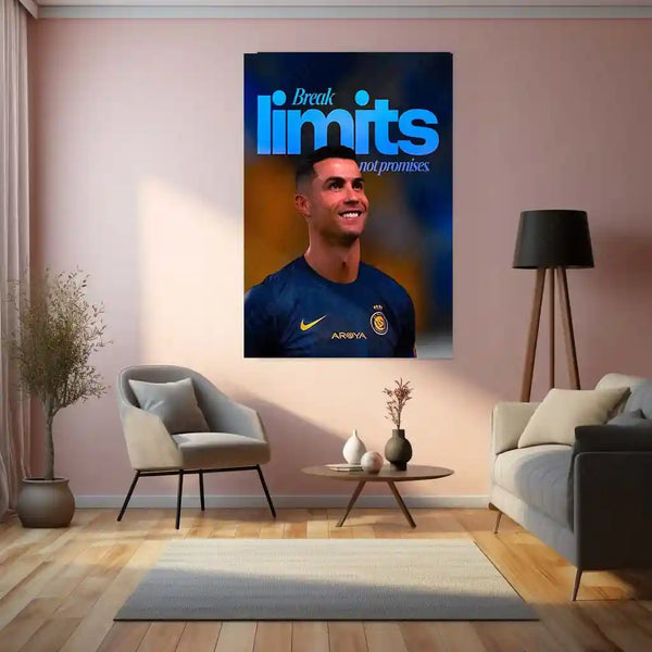 Quote Metal Poster | Cristiano Ronaldo – Break Limits, Not Promises Metal Frame Unstoppable Discipline, Commitment & Elite Standards Quote Wall Art | Champion Mentality Metal Poster - TURTLEWINGS 
