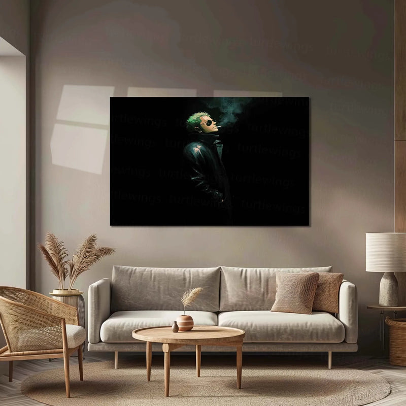 Anime Metal Poster | Roronoa Zoro – Silent Resolve | One Piece Anime Metal Frame | Dark Swordsman Wall Art - TURTLEWINGS 