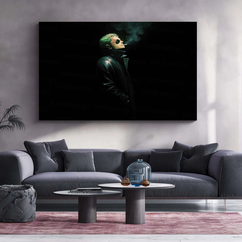 Anime Metal Poster | Roronoa Zoro – Silent Resolve | One Piece Anime Metal Frame | Dark Swordsman Wall Art - TURTLEWINGS 