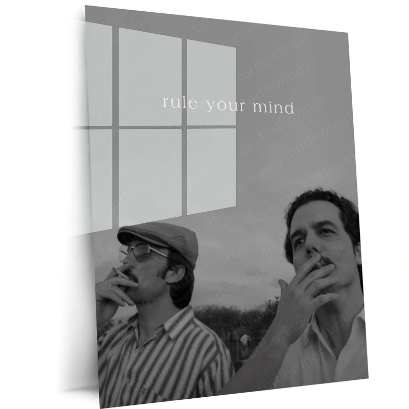 Quote Metal Poster | Rule Your Mind Motivational Metal Poster | Self-Mastery, Discipline & Mental Strength Wall Art | Black &