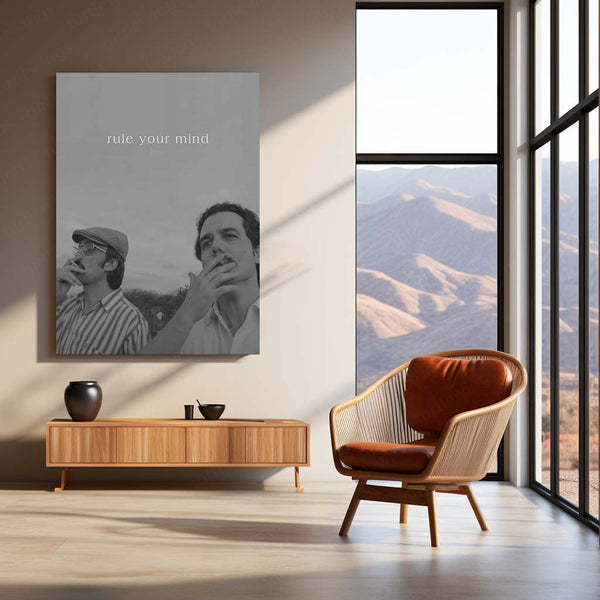 Quote Metal Poster | Rule Your Mind Motivational Metal Poster | Self-Mastery, Discipline & Mental Strength Wall Art | Black &