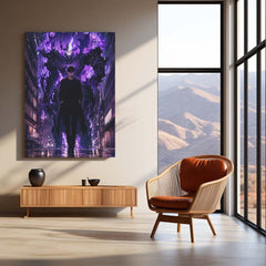 Anime Metal Poster | Sung Jin-Woo – Shadow Monarch Metal Poster Solo Leveling Inspired Wall Art | Dark Power Anime Metal Frame 01