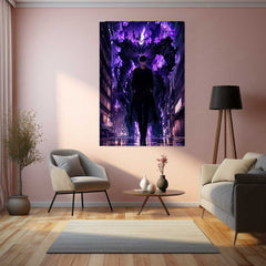 Anime Metal Poster | Sung Jin-Woo – Shadow Monarch Metal Poster Solo Leveling Inspired Wall Art | Dark Power Anime Metal Frame 01