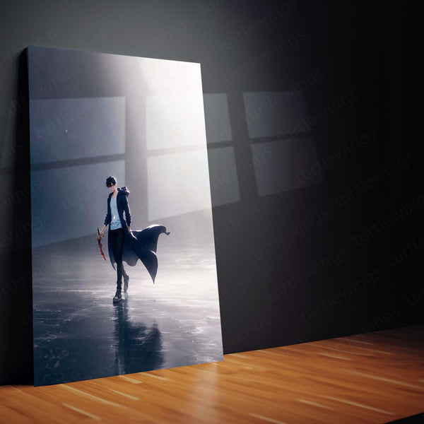 Anime Metal Poster | Sung Jin-Woo – Shadow Monarch Metal Poster Solo Leveling Inspired Wall Art | Dark Power Anime Metal Frame 03