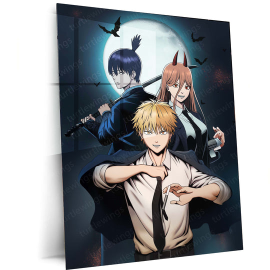 Anime Metal Poster | Chainsaw Man Metal Poster – Denji’s Rage Unleashed