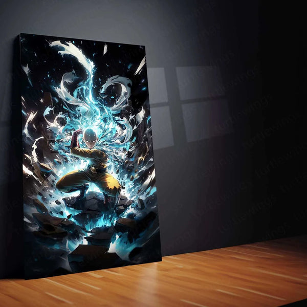 Saitama Metal Poster – One Punch Man | Epic Hero Art | Iconic Saitama Wall Decor 2 - TURTLEWINGS 
