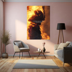 Quote Metal Poster | Burn It All Down Samurai Metal Print | Motivational Warrior Wall Art | Premium Fire Samurai Poster