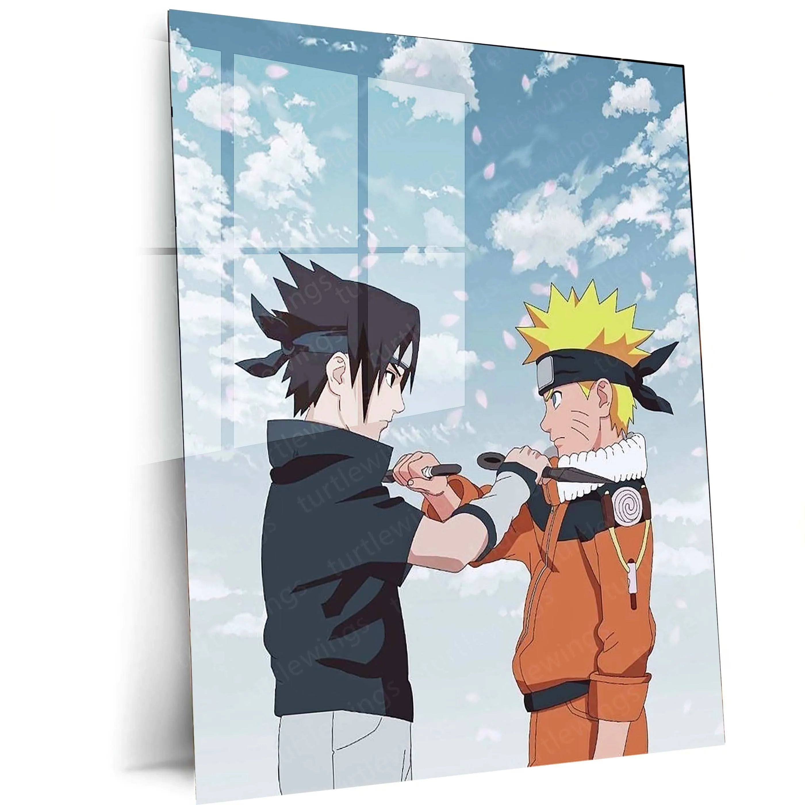 Sasuke & Naruto Metal Poster – Legendary Shinobi Rivalry Wall Art ...