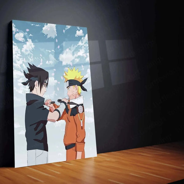 Sasuke & Naruto Metal Poster – Legendary Shinobi Rivalry Wall Art - TURTLEWINGS 