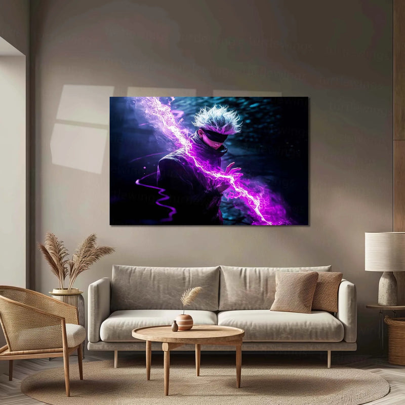 Anime Metal Poster | Satoru Gojo – Limitless Elegance | Modern Anime Metal Frame | Jujutsu Kaisen Wall Art - TURTLEWINGS 
