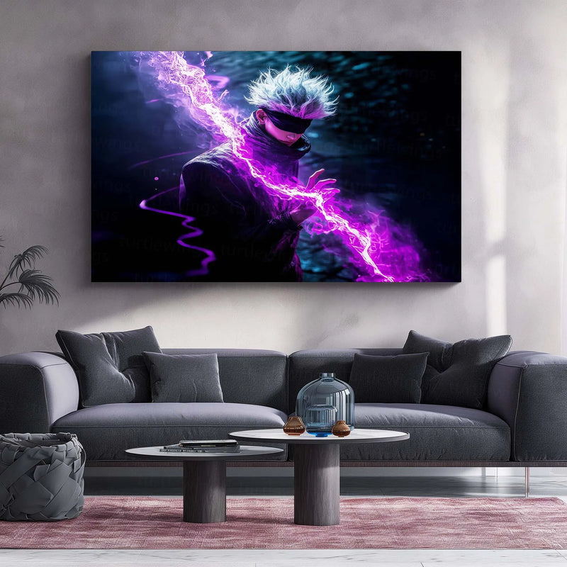 Anime Metal Poster | Satoru Gojo – Limitless Elegance | Modern Anime Metal Frame | Jujutsu Kaisen Wall Art - TURTLEWINGS 