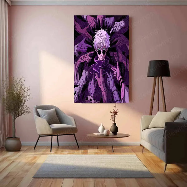 Satoru Gojo Jujutsu Kaisen Metal Poster | Infinity Sorcerer Wall Art | Anime Aesthetic Decor - TURTLEWINGS 