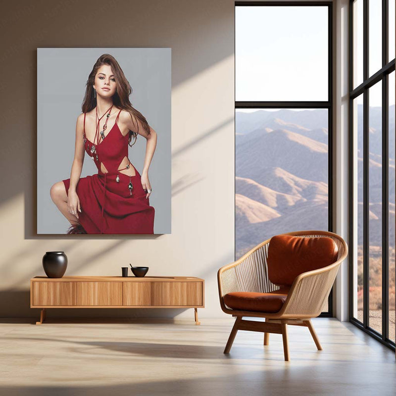 Selena Gomez Metal Frame – Pop Icon Wall Art | Stylish Celebrity Poster - TURTLEWINGS 