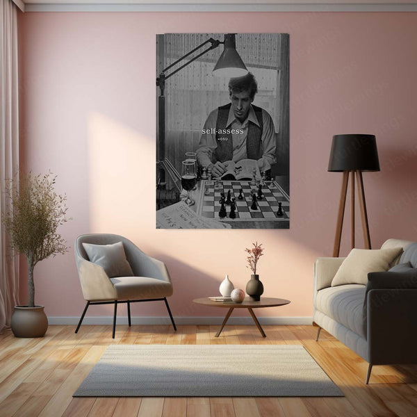 Quote Metal Poster | Self Assess Motivational Metal Poster | Self Reflection, Strategy & Personal Growth Wall Art | Black &