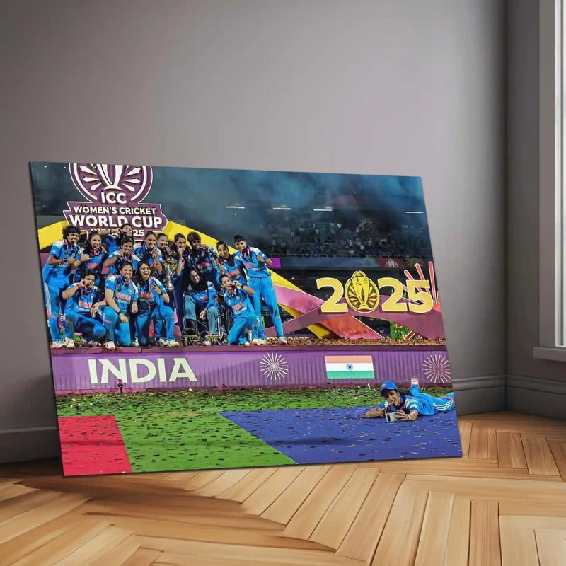 India Women’s Team – ICC Women’s World Cup 2025 Champions Selfie Moment | Limited Edition Metal Frame Poster