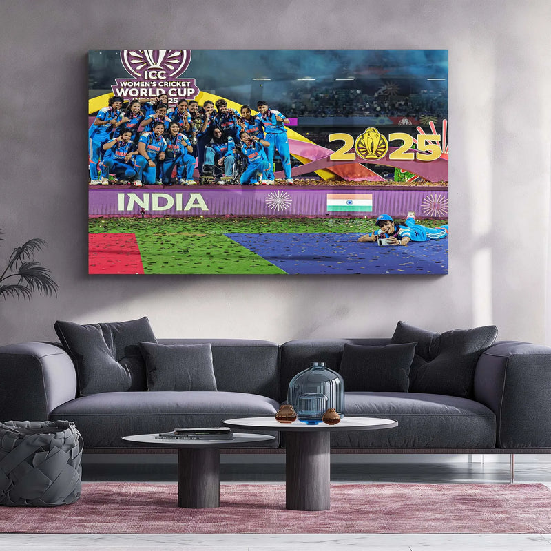 India Women’s Team – ICC Women’s World Cup 2025 Champions Selfie Moment | Limited Edition Metal Frame Poster