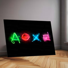 LED | PlayStation Icons Glowing Neon Wall Art – LED Metal Print | Gaming Room Decor - TURTLEWINGS 