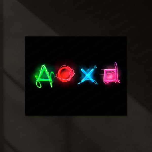 LED | PlayStation Icons Glowing Neon Wall Art – LED Metal Print | Gaming Room Decor - TURTLEWINGS 